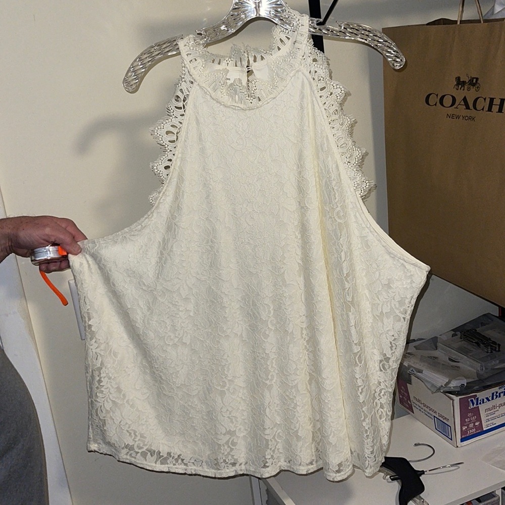 Maurices white sleeveless top with lace. 3X